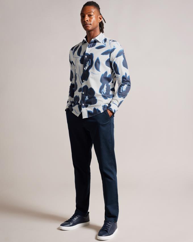 Chemises Ted Baker Long Sleeve Large Floral Print Blanche Homme | TJB-22729968